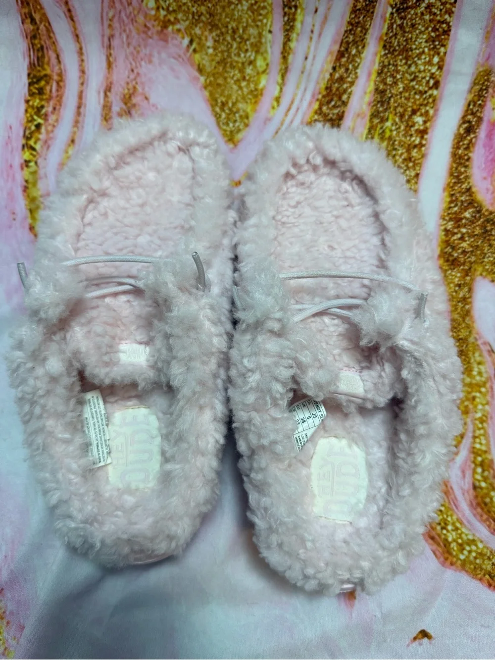 Hey Dude Kids Pink Faux-Shearling Slip-On Slippers